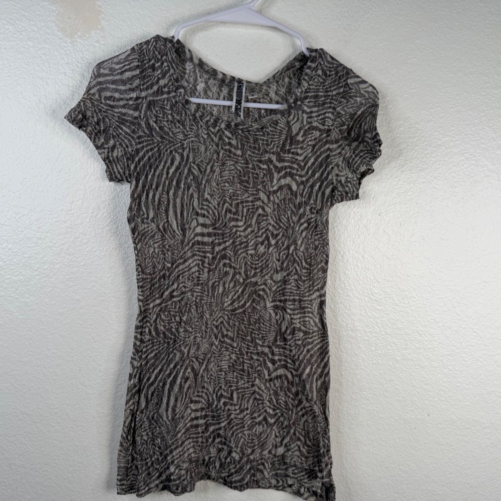 BKE Women's Top Gray Sz M Y2K 90's Semi Sheer Textured Grunge